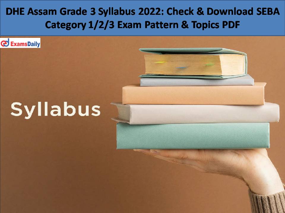 DHE Assam Grade 3 Syllabus 2022