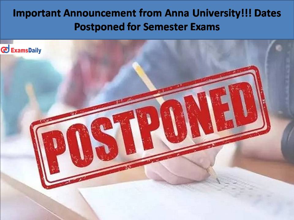 Important Announcement from Anna University