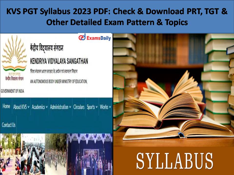 KVS PGT Syllabus 2023 PDF