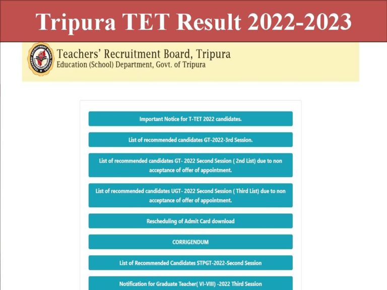 Science Aptitude Test Tripura Result 2023
