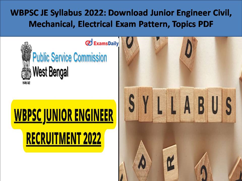 WBPSC JE Syllabus 2022