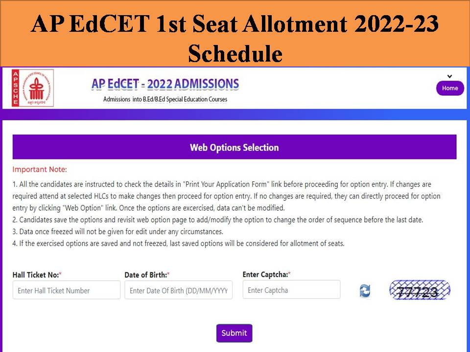 AP EdCET 1st Seat Allotment 2022-23 Schedule