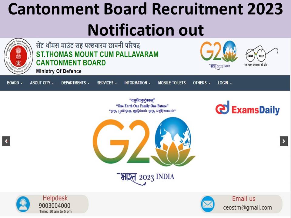 Cantonment Board Recruitment 2023 Notification out