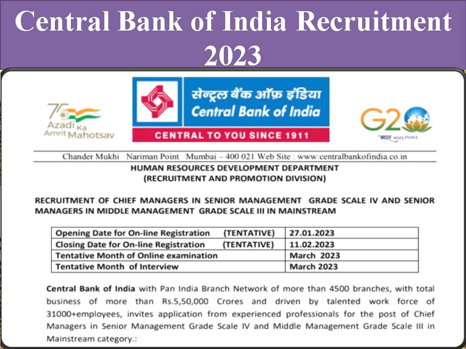 Central Bank of India Recruitment 2023 Out – Apply Online for 250 Vacancies!!!