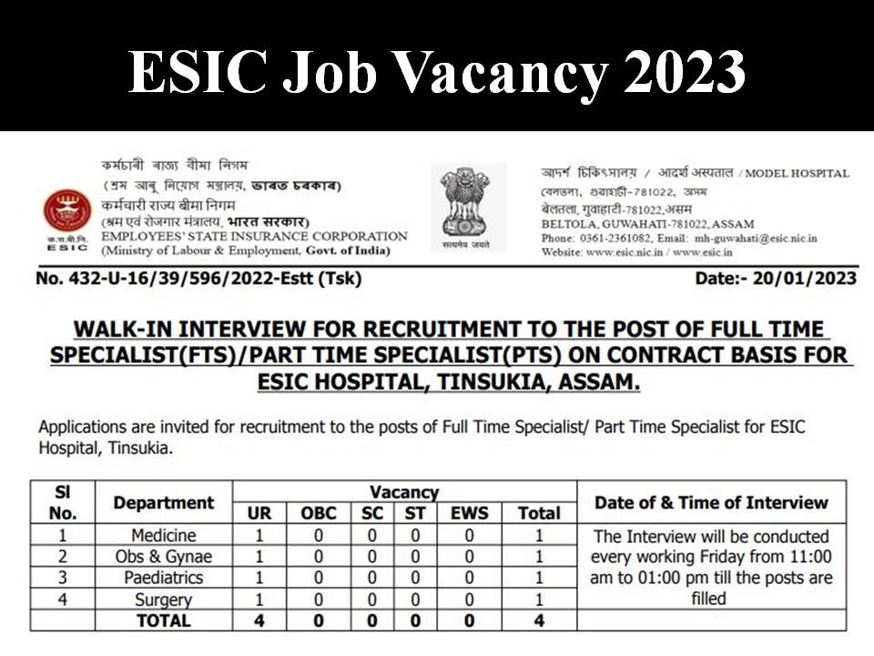 ESIC Job Vacancy 2023