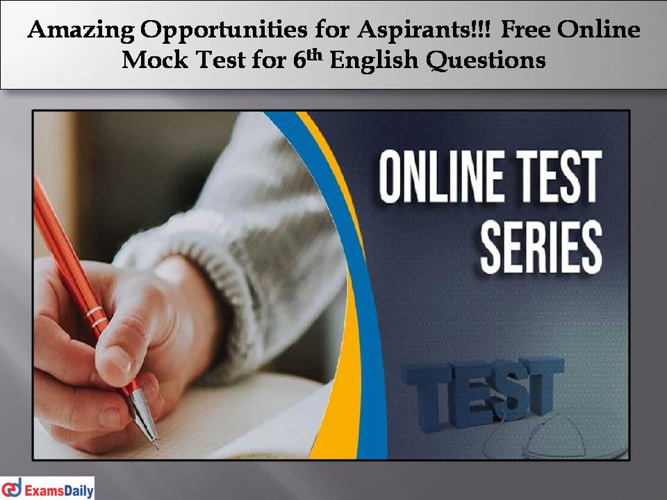 Free Online Mock Test for 6th English Questions