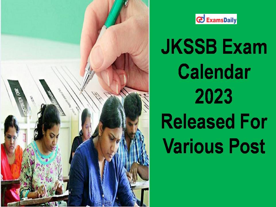 JKSSB Exam Calendar 2023 Released For Various Post
