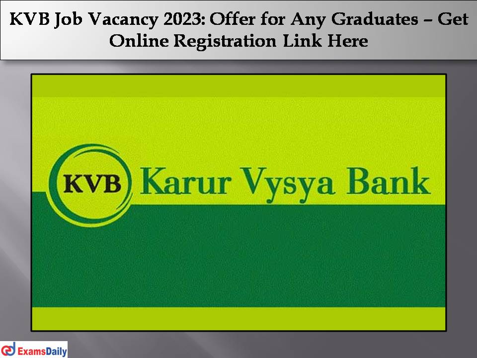 KVB Job Vacancy 2023