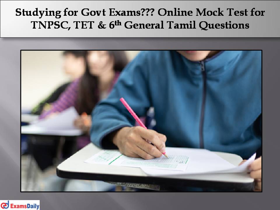 Online Mock Test for TNPSC, TET & 6th General Tamil Questions