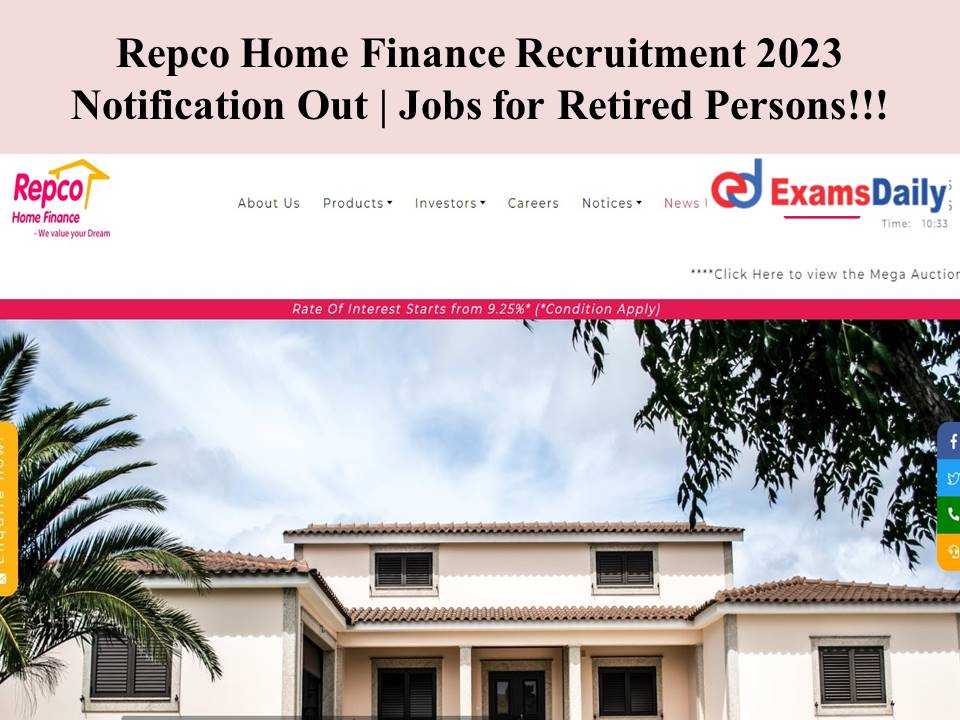 Repco Home Finance Recruitment 2023 Notification Out