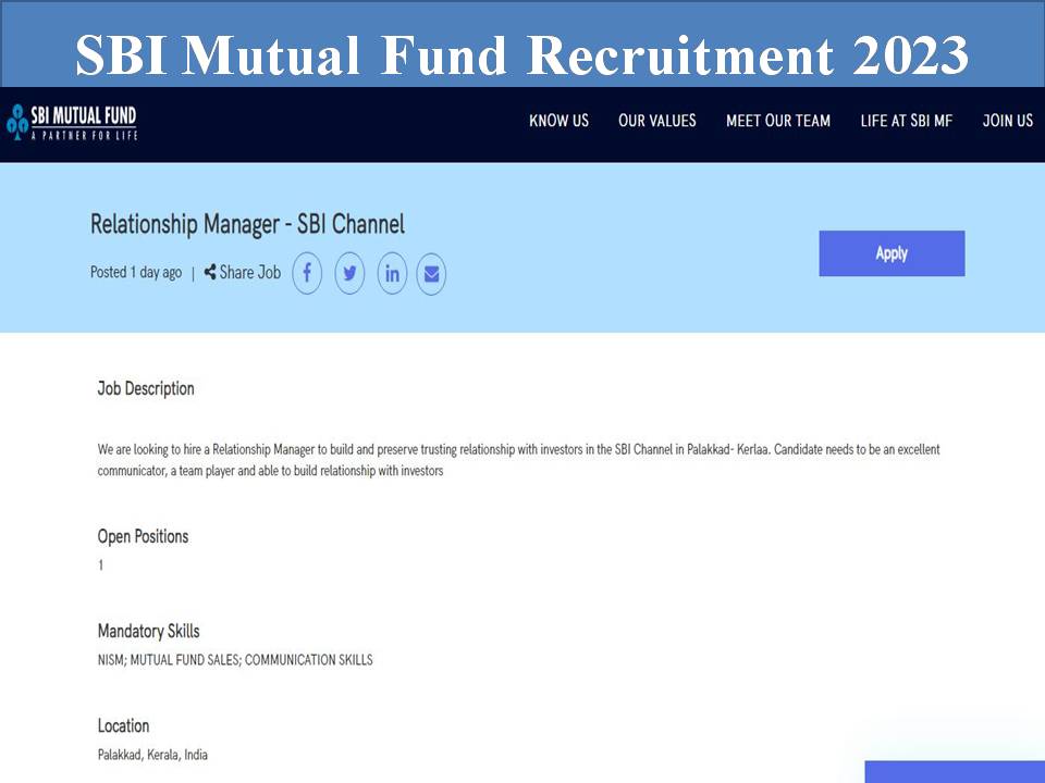 SBI Mutual Fund Recruitment 2023