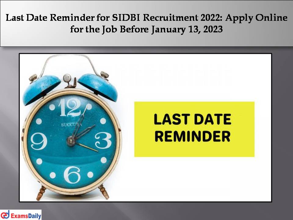 SIDBI Recruitment 2022