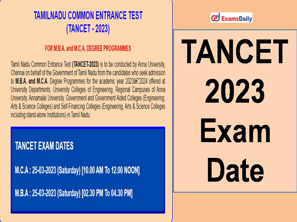 TANCET 2023 Exam Date
