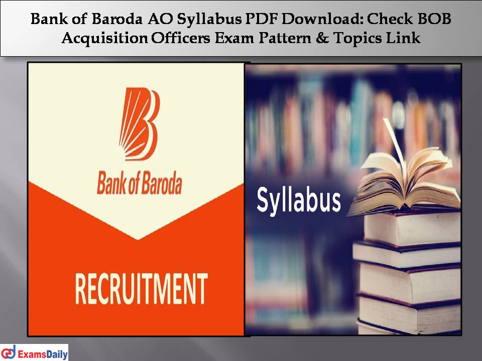 Bank of Baroda AO Syllabus PDF Download