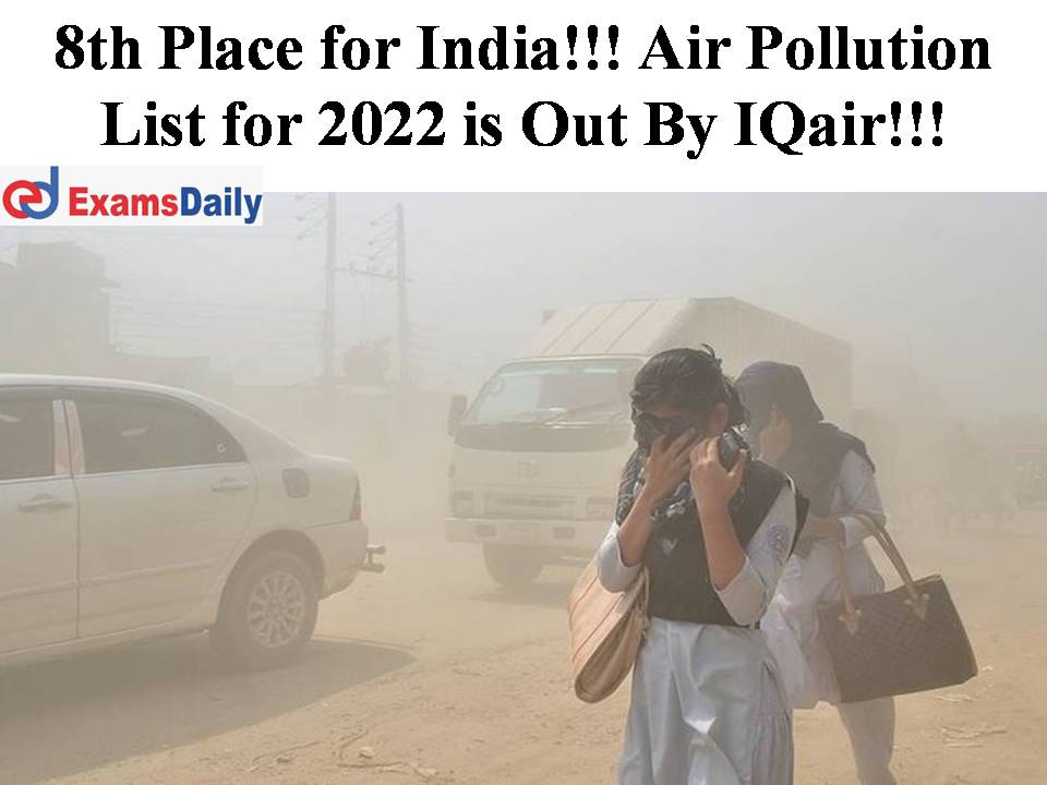 8th Place for India!!! Air Pollution List for 2022 is Out By IQair!!!