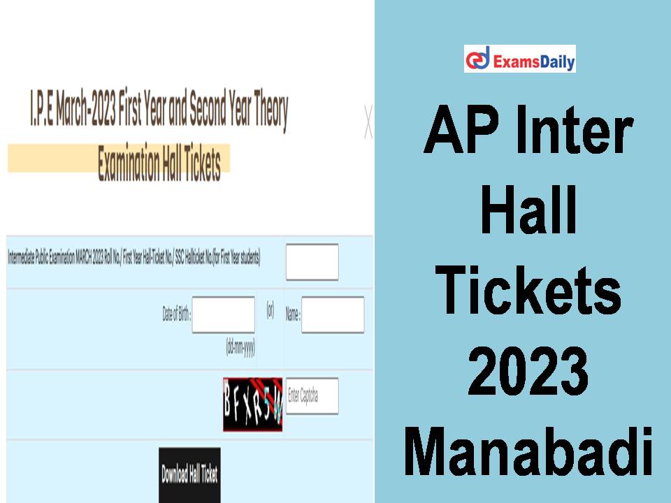 AP Inter Hall Tickets 2023 Manabadi
