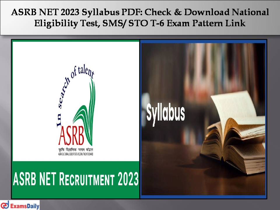 ASRB NET 2023 Syllabus PDF