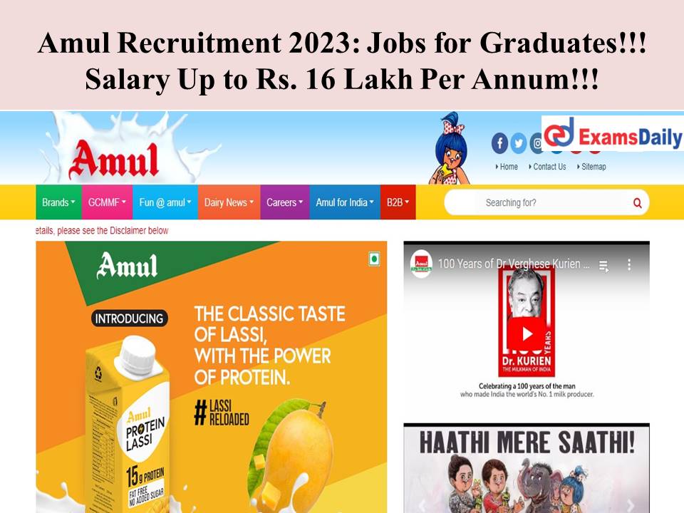 Amul Recruitment 2023 Jobs for Graduates