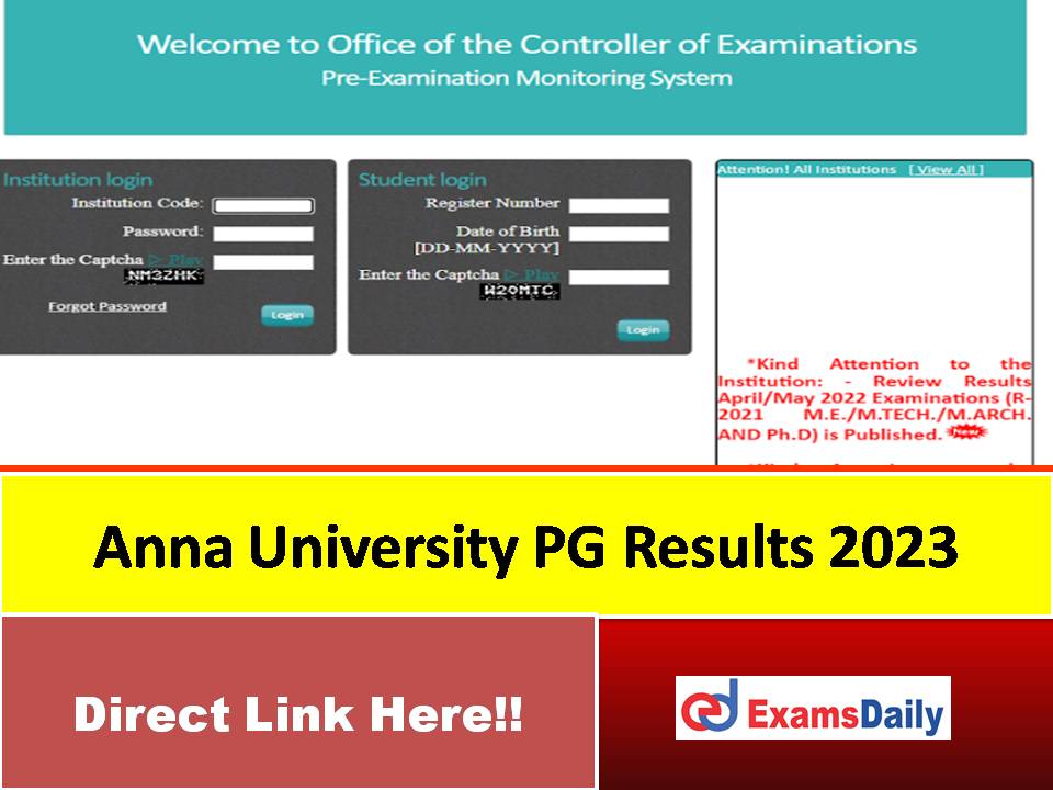 Anna University PG Results 2023 Out