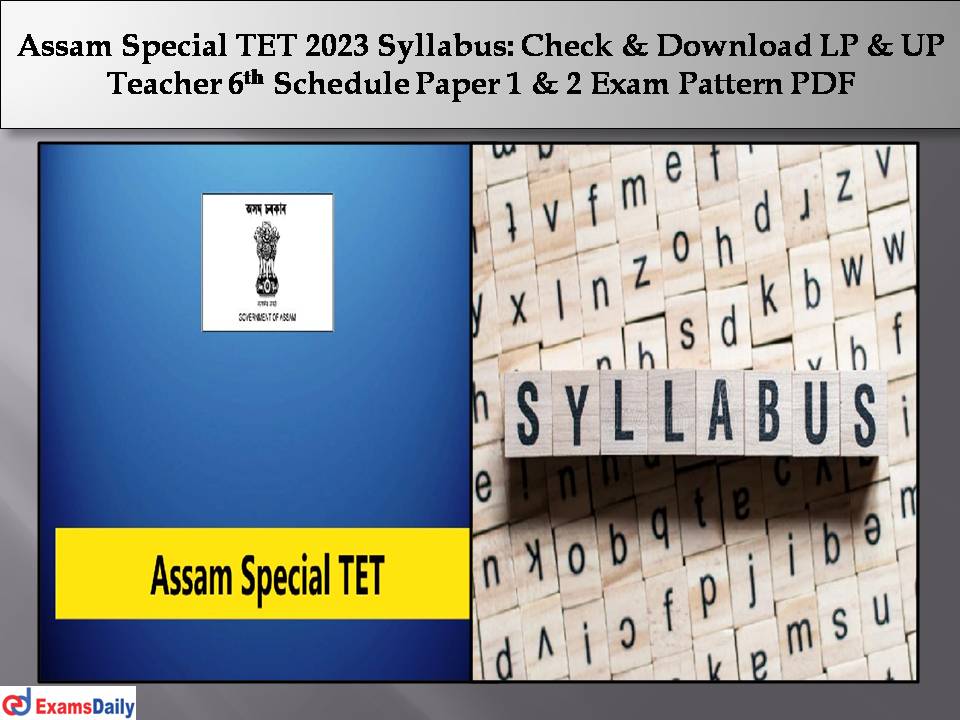 Assam Special TET 2023 Syllabus