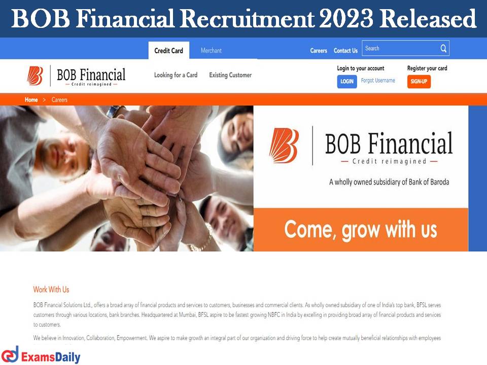 BOB Financial Recruitment 2023 Released