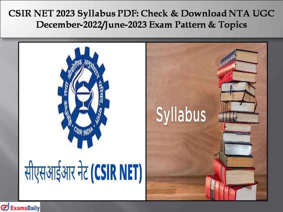 CSIR NET 2023 Syllabus PDF