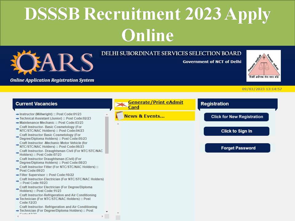 DSSSB Recruitment 2023 Apply Online