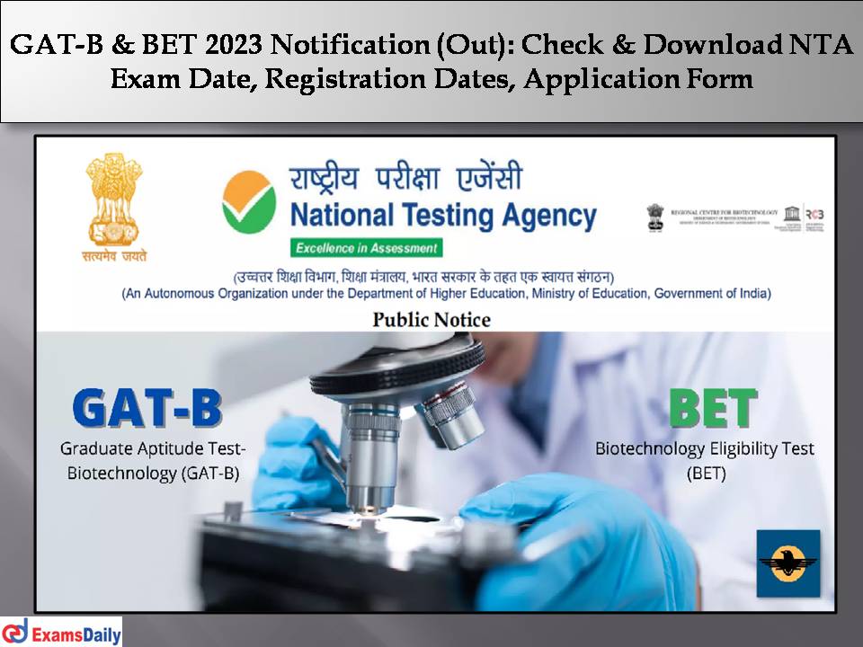 GAT-B & BET 2023 Notification (Out)