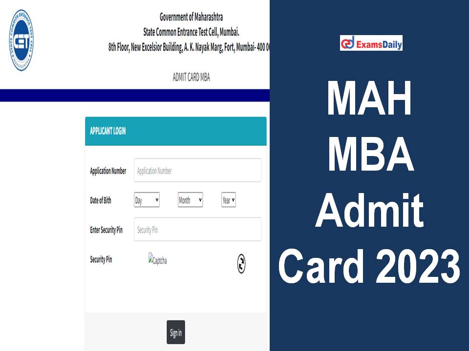 MAH MBA Admit Card 2023 Out - Download MMS CET Exam Date / Hall Ticket Link!!!