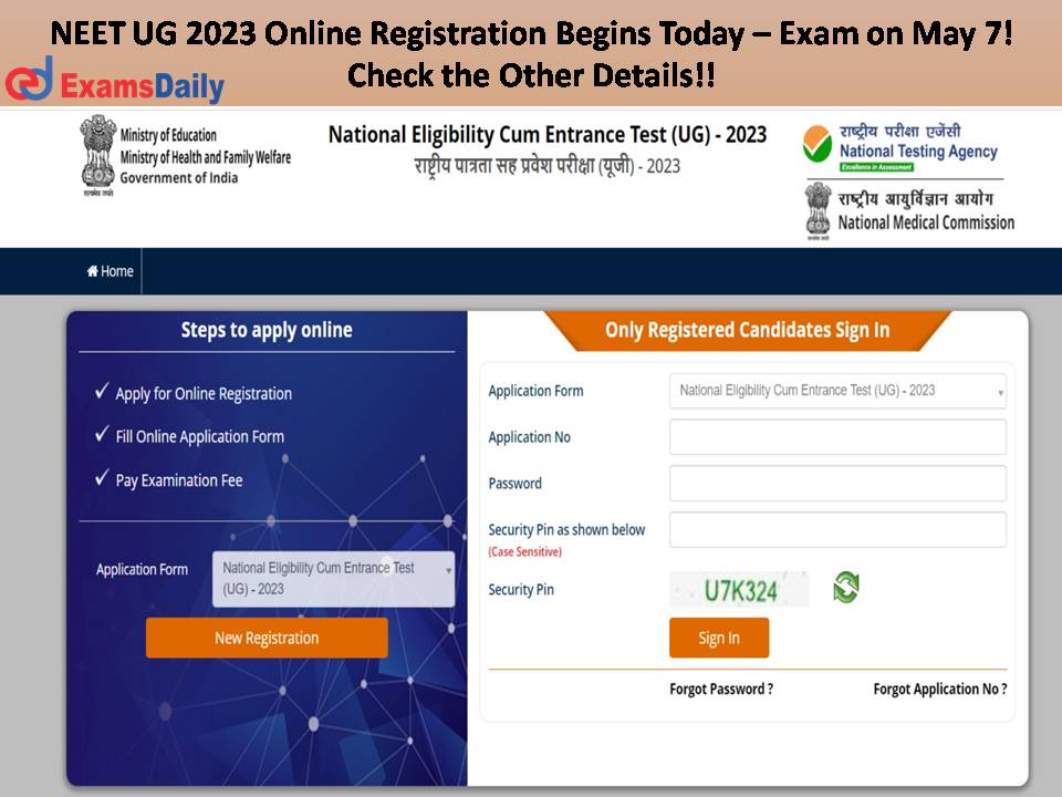 NEET UG 2023 Online Registration Begins Today – Exam on May 7! Check the Other Details!!