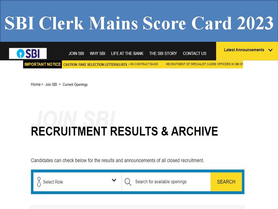 SBI Clerk Mains Score Card 2023