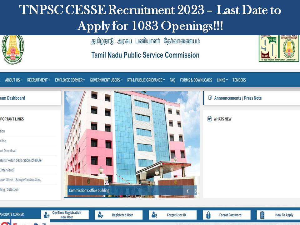 TNPSC CESSE Recruitment 2023 – Last Date to Apply for 1083 Openings!!!
