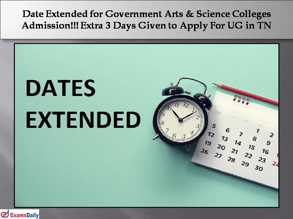 Date Extended for Government Arts & Science Colleges Admission