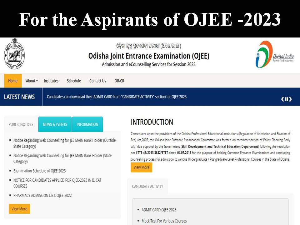 For the Aspirants of OJEE -2023