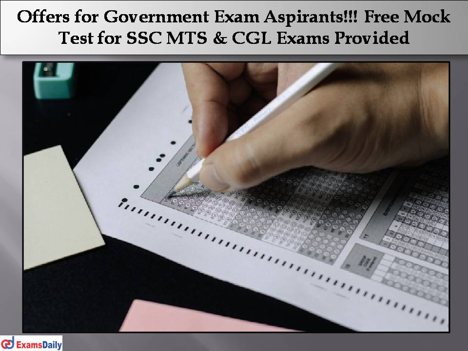 Free Mock Test for SSC MTS & CGL Exams Provided