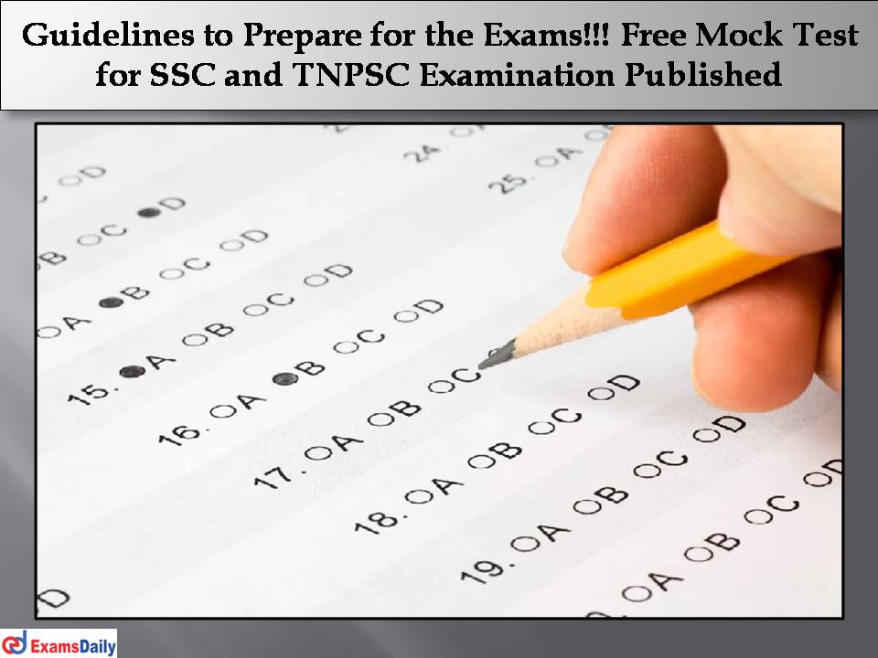 Free Mock Test for SSC and TNPSC Examination Published