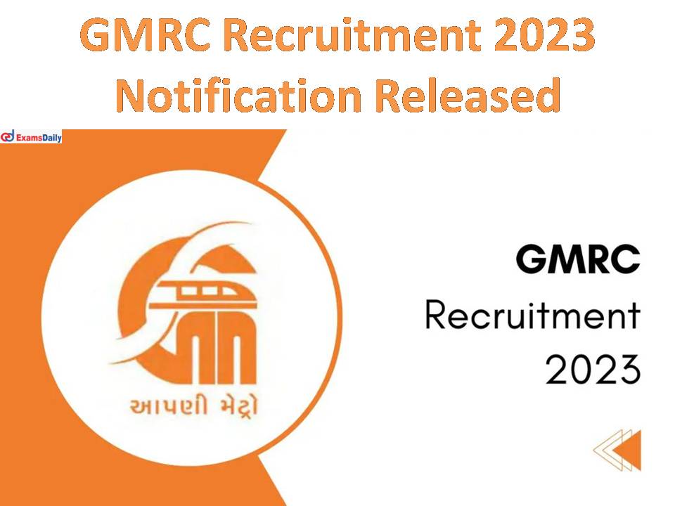 GMRC Recruitment 2023 Notification Released