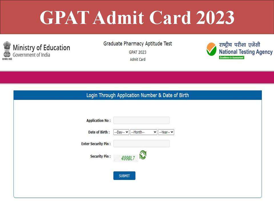 GPAT Admit Card 2023 Out Download NTA Graduate Pharmacy Aptitude Test CBT Hall Ticket PDF 