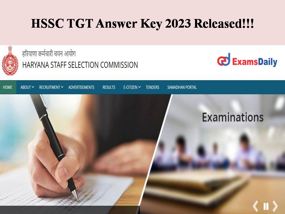 HSSC TGT Answer Key 2023 Released