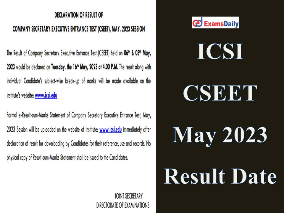 ICSI CSEET May 2023 Result Date