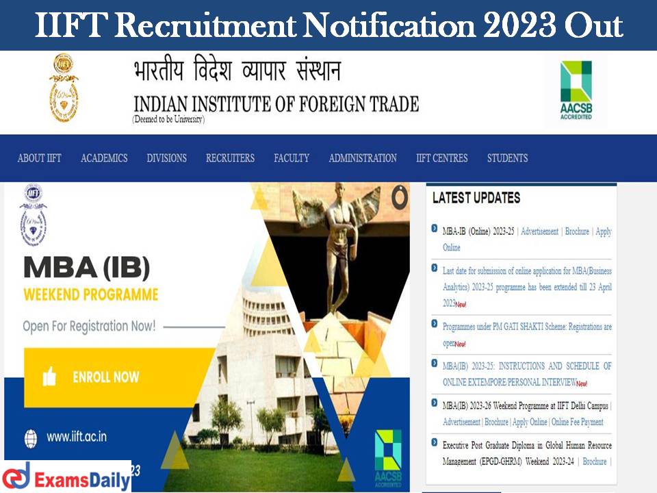 IIFT Recruitment Notification 2023 Out