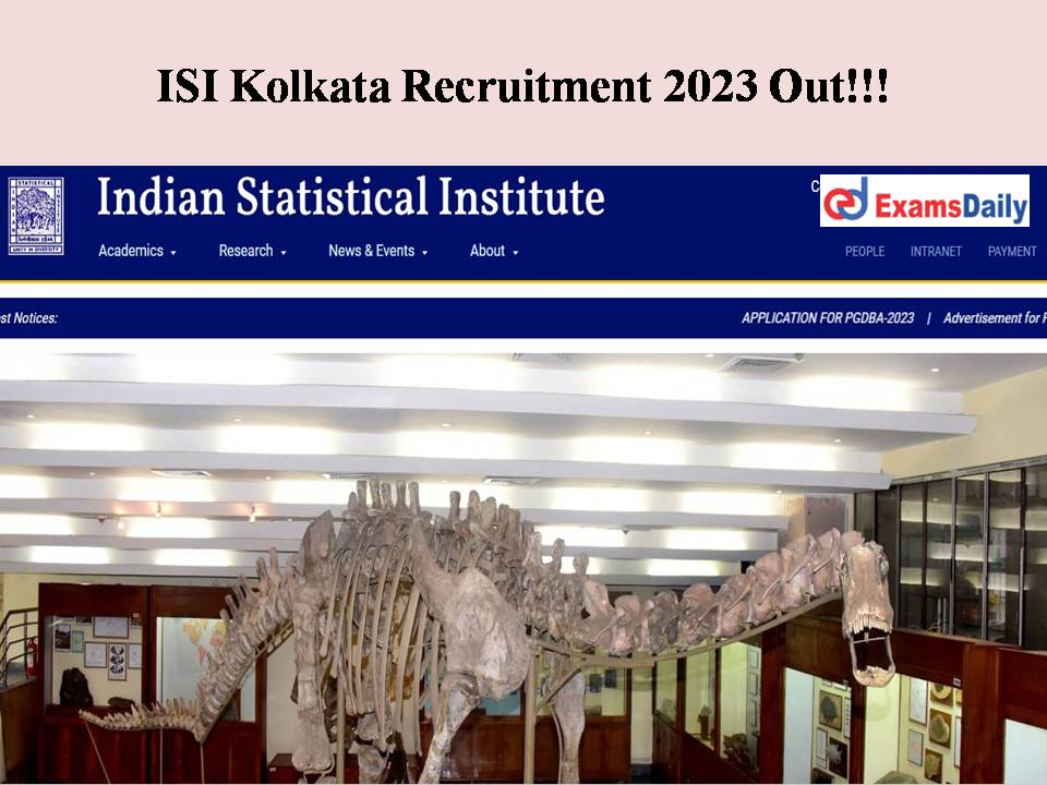 ISI Kolkata Recruitment 2023 Out
