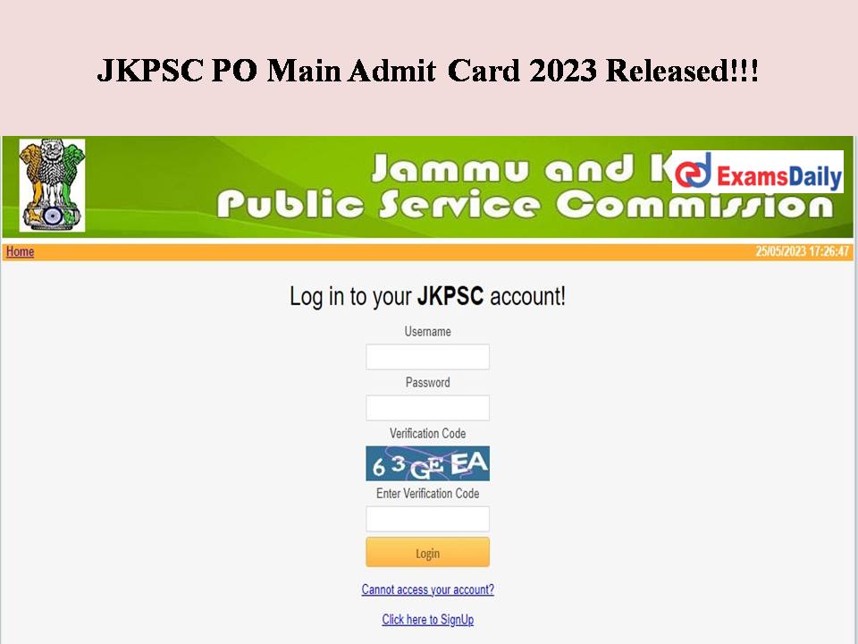 JKPSC PO Main Admit Card 2023 Released