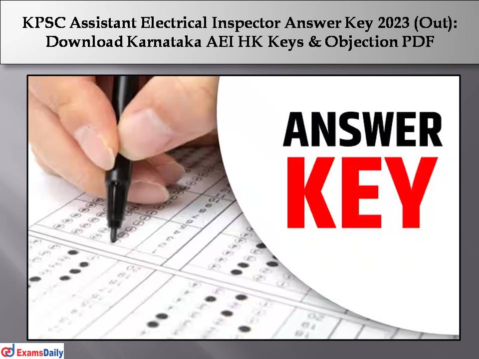 KPSC Assistant Electrical Inspector Answer Key 2023
