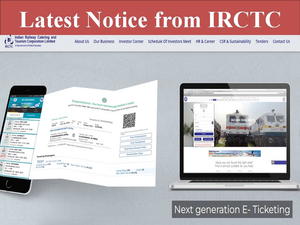 Latest Notice from IRCTC