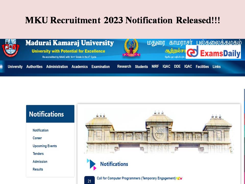 MKU Recruitment 2023 Notification Released - Only Interview!!! Get The Eligibility Details here!!!