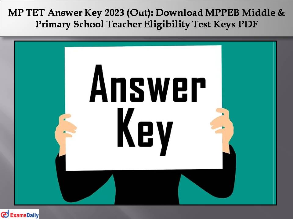 MP TET Answer Key 2023 (Out)