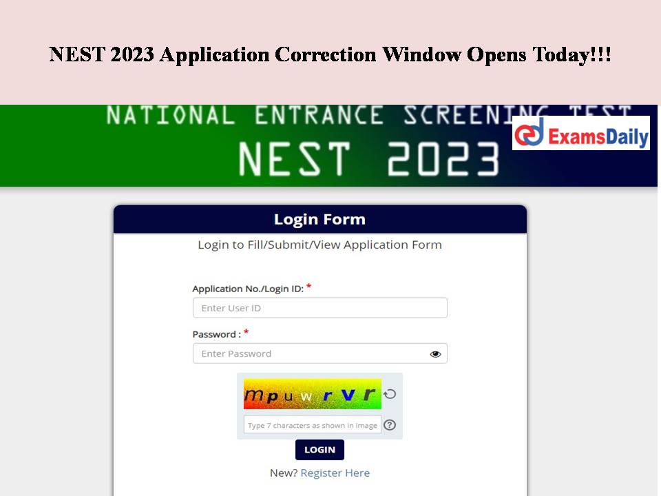 NEST 2023 Application Correction Window Opens Today