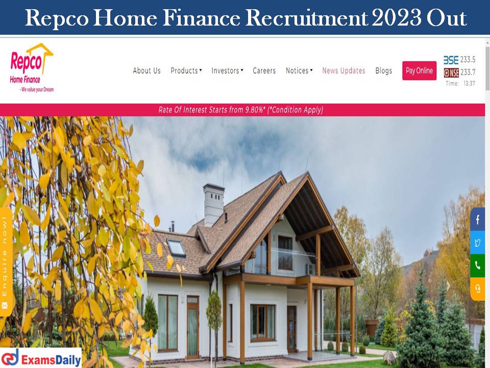 Repco Home Finance Recruitment 2023 Out