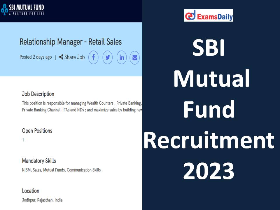 SBI Mutual Fund Recruitment 2023 Out - Graduate Can Apply Online!!!